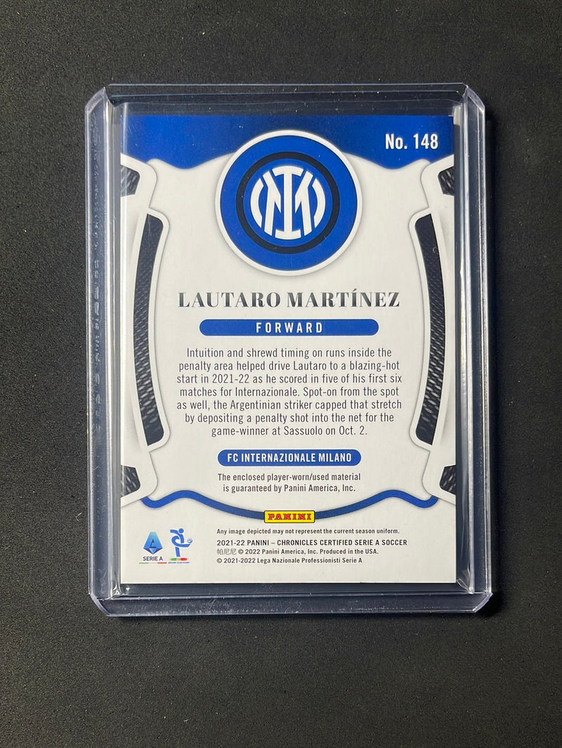 2021-22 Panini Chronicles Soccer Lautaro Martinez Gold Certified Serie A Memorabilia 3/10