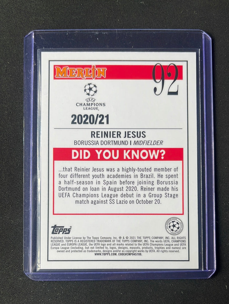 2020-21 Topps Merlin Chrome UEFA Champions League Reinier Jesus