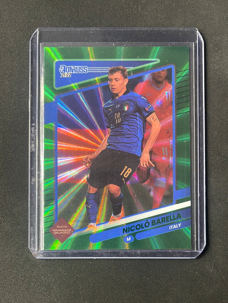 2021-22 Panini Donruss Road To Qatar Nicolo Barella Green Laser