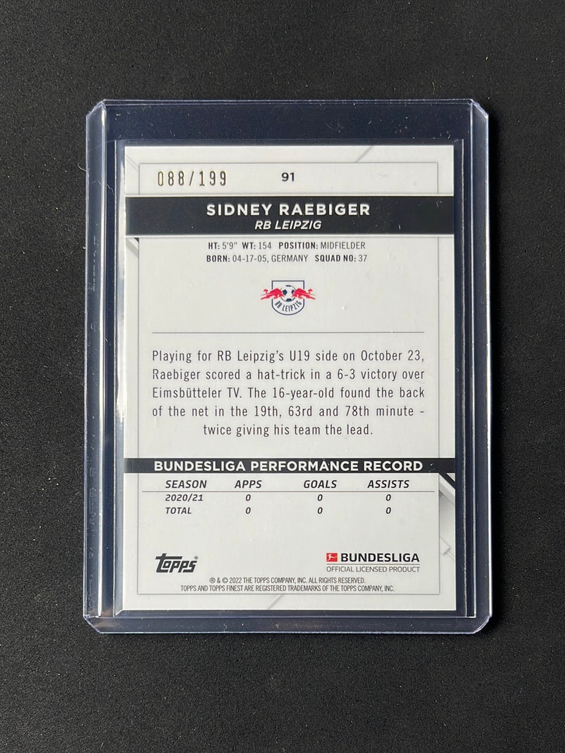 2021-22 Topps Finest Bundesliga Sidney Raebiger Black Refractor 88/199