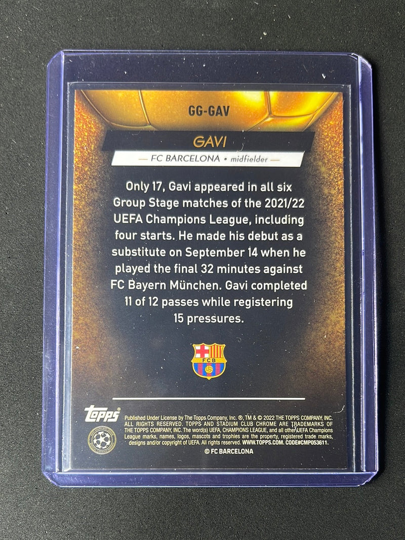 2021-22 Topps Stadium Club Chrome UEFA Champions League Gavi Glimpses Of Gold