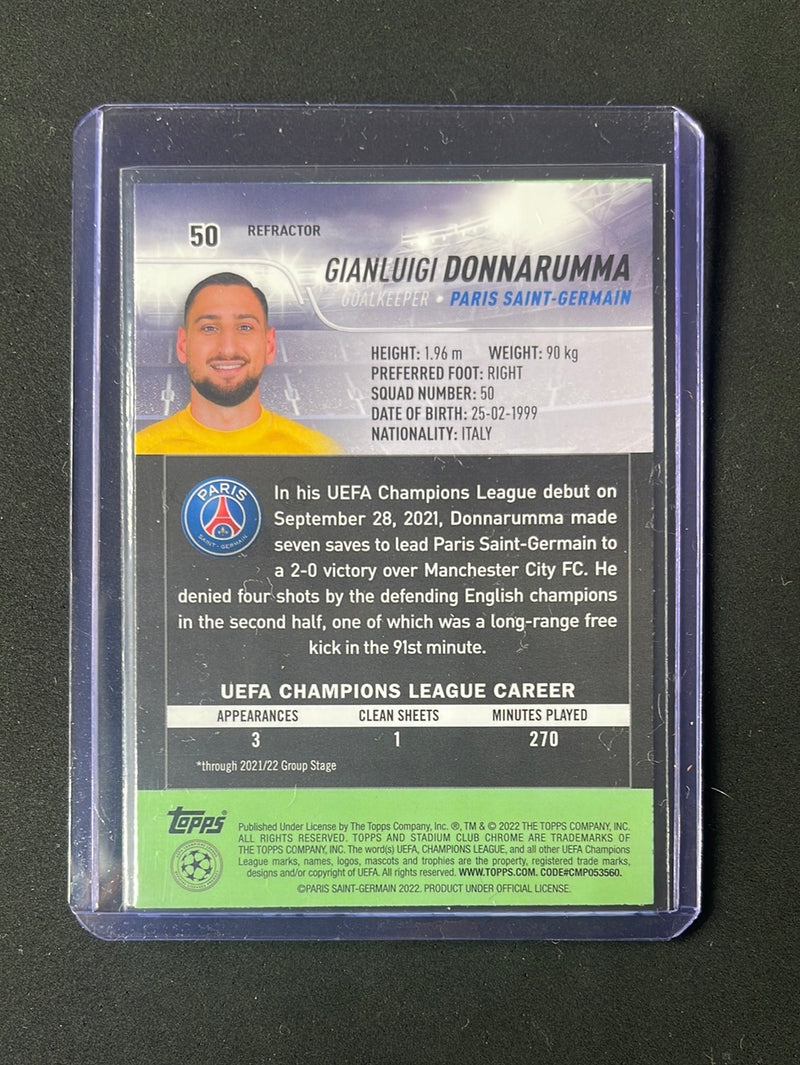 2021-22 Topps Stadium Club Chrome UEFA Champions League Gianluigi Donnarumma Refractor