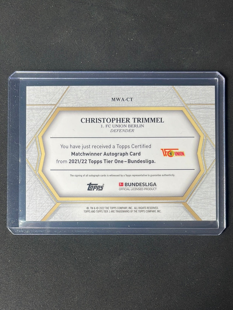 2021-22 Topps Tier One Bundesliga Soccer Christopher Trimmel Matchwinner Autographs 27/100