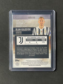 2020-21 Topps Stadium Club Chrome UEFA Champions League Dejan Kulusevski Aqua/Green Refractor 39/150