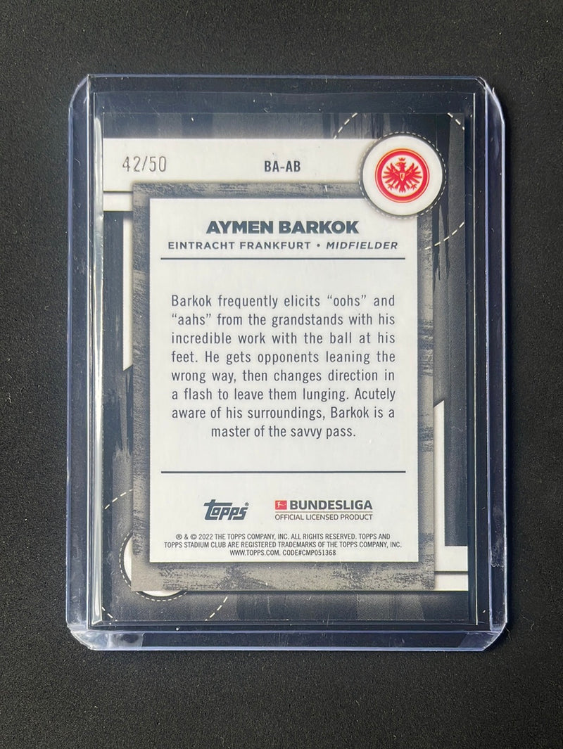 2021-22 Topps Bundesliga Stadium Club Chrome Aymen Barkok Ball Artists Gold 42/50